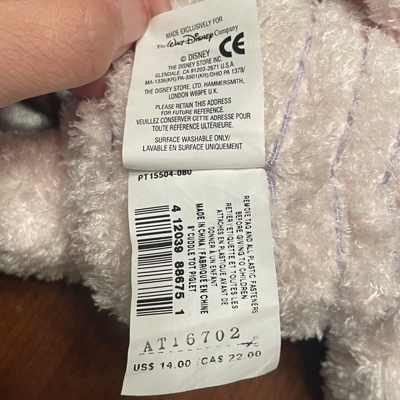 Disney Piglet Plush Small Pink Purple Winnie the Pooh Stuffed Animal Toy - Picture 5 of 6